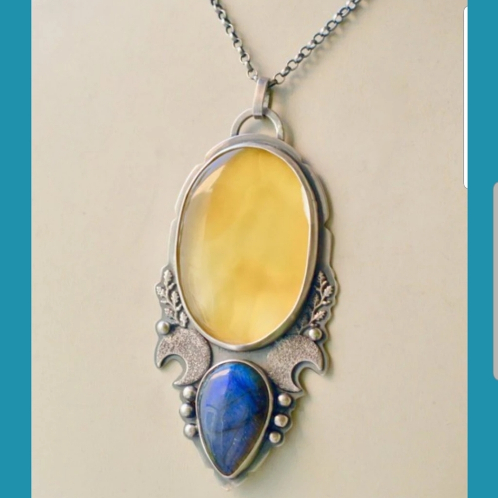 925 sterling silver blue labradorite necklace